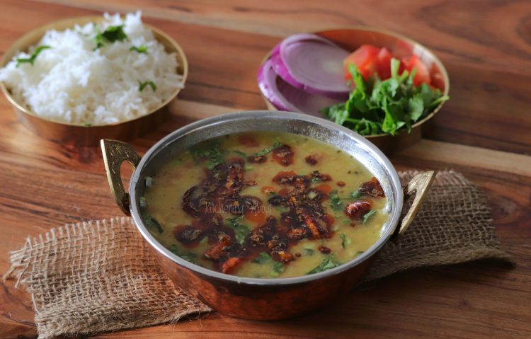Dal Fry with Rice and Salad